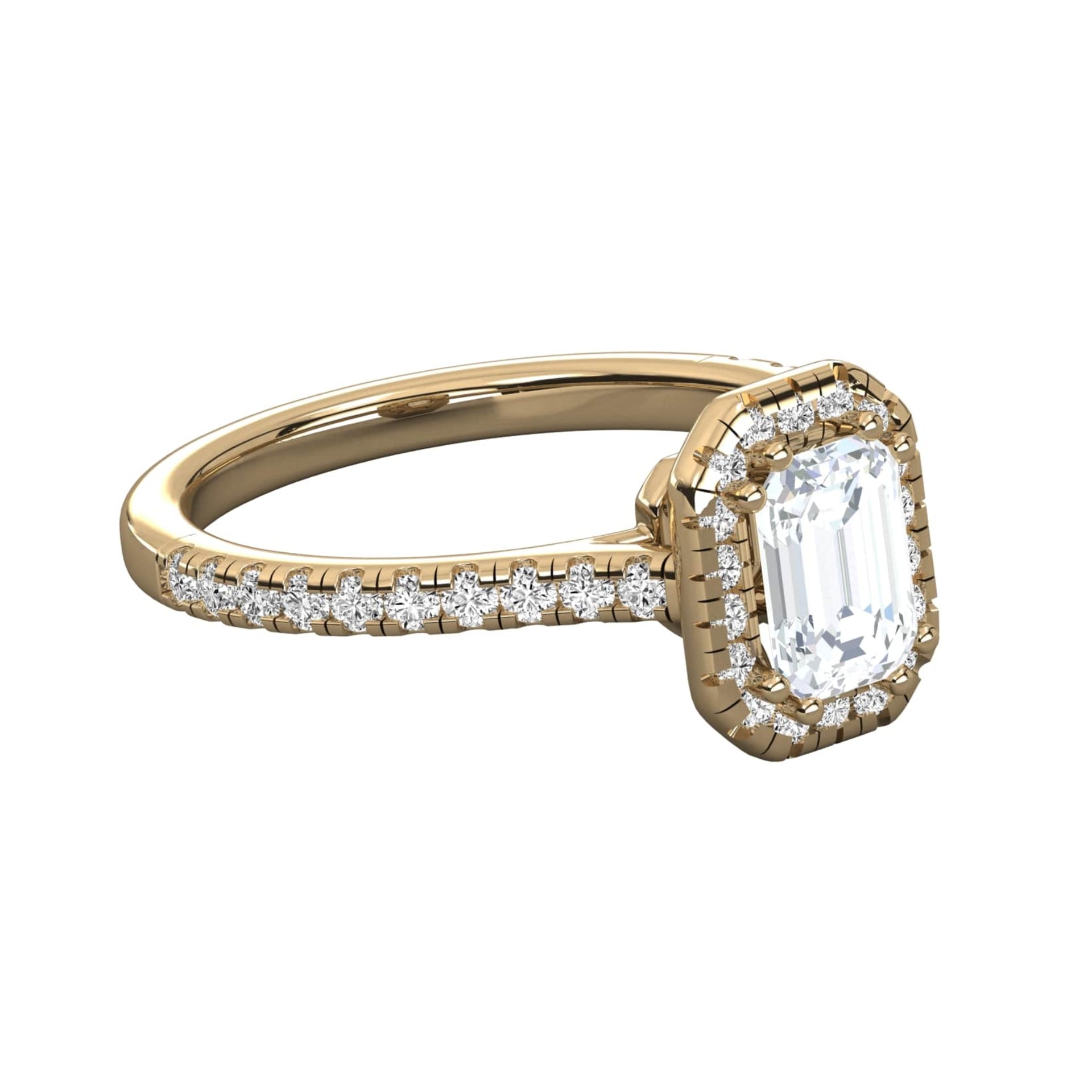 Lab Grown Emerald Cut Halo Engagement Ring