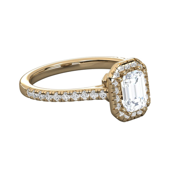 Lab Grown Emerald Cut Halo Engagement Ring