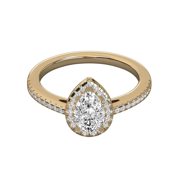 Pear Shaped Lab Diamond Halo Ring with Pave Accents