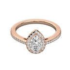 Pear Shaped Lab Diamond Halo Ring with Pave Accents