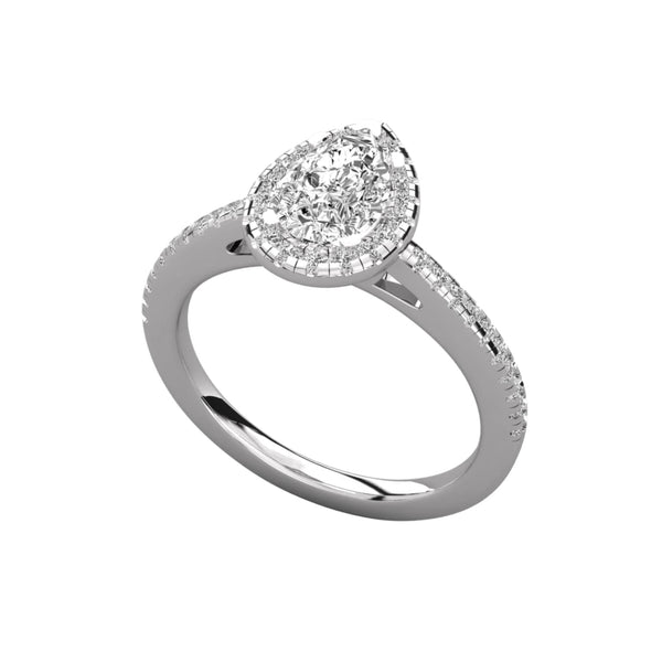 Pear Shaped Lab Diamond Halo Ring with Pave Accents