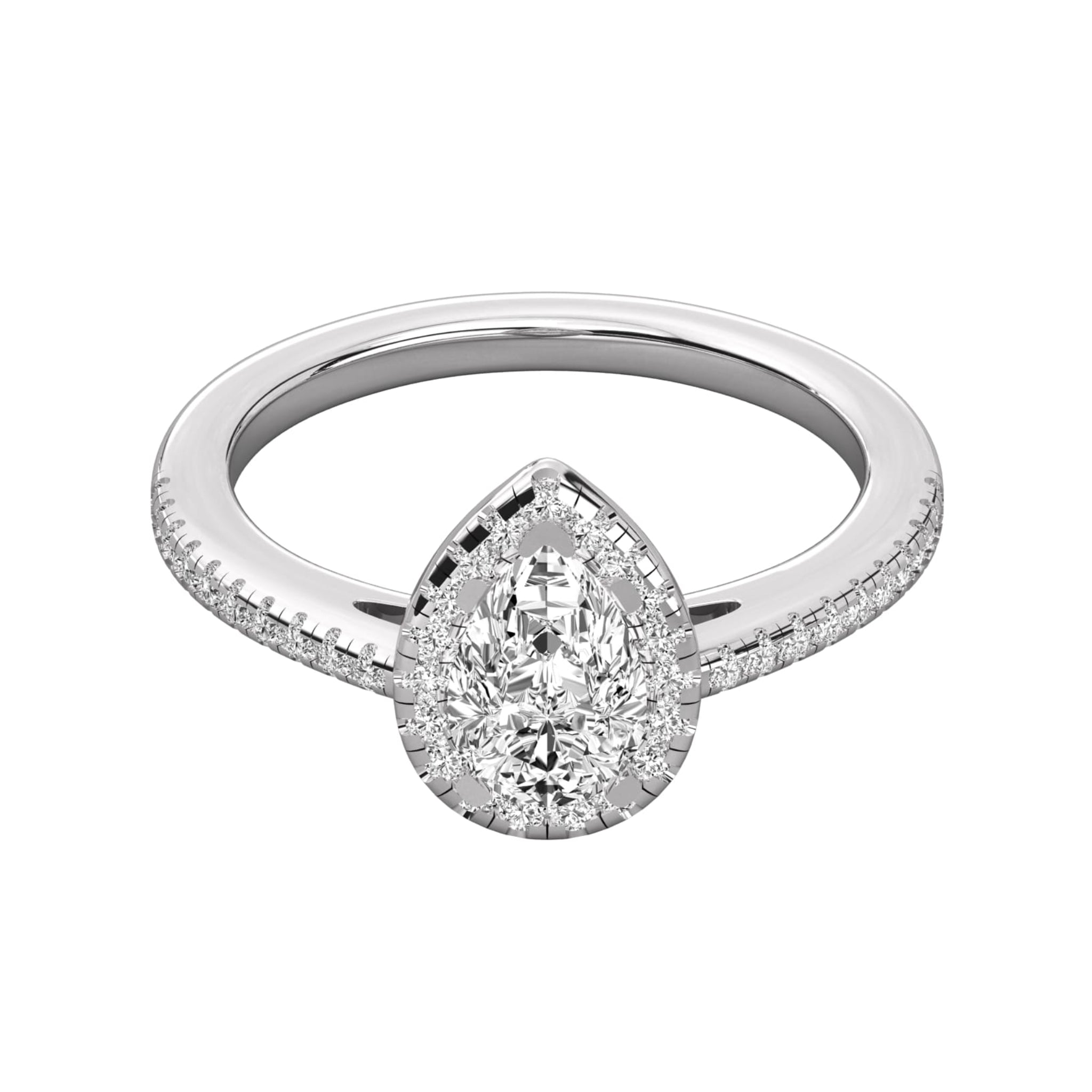 Pear Shaped Diamond Pavilion with Pave Accents