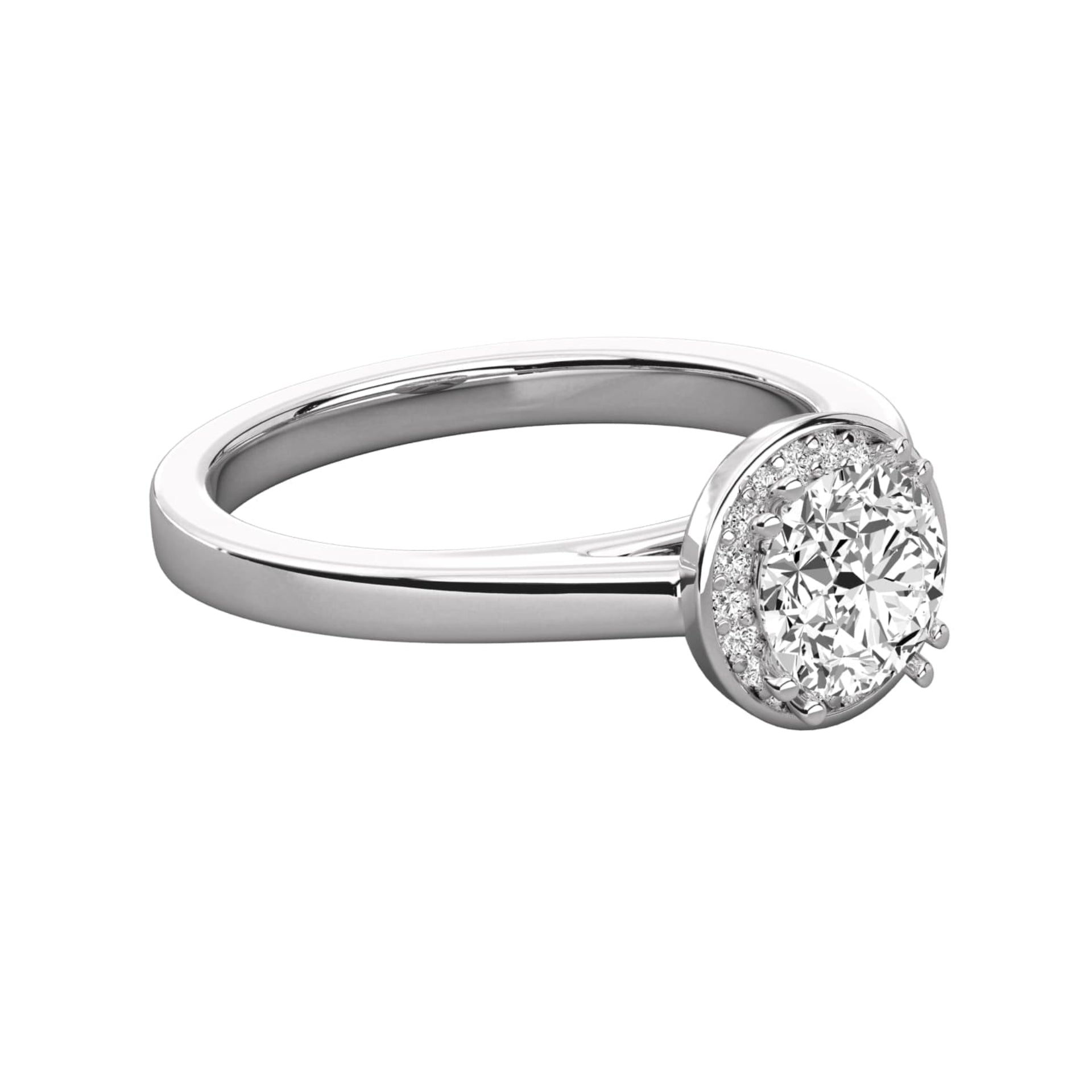 Classic Round Lab Diamond Halo Engagement Ring