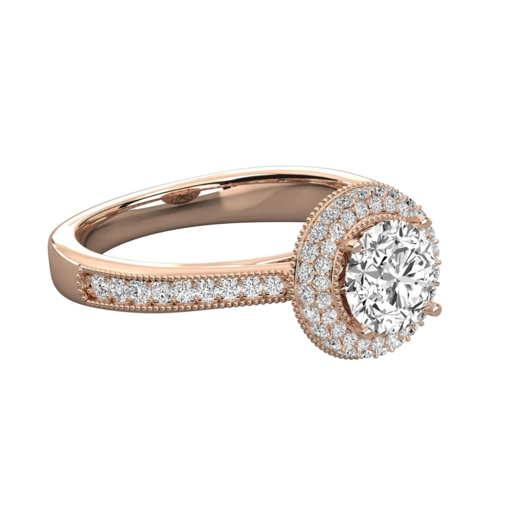 Double Halo Pave Engagement Ring