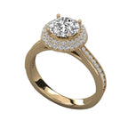 Double Halo Pave Engagement Ring