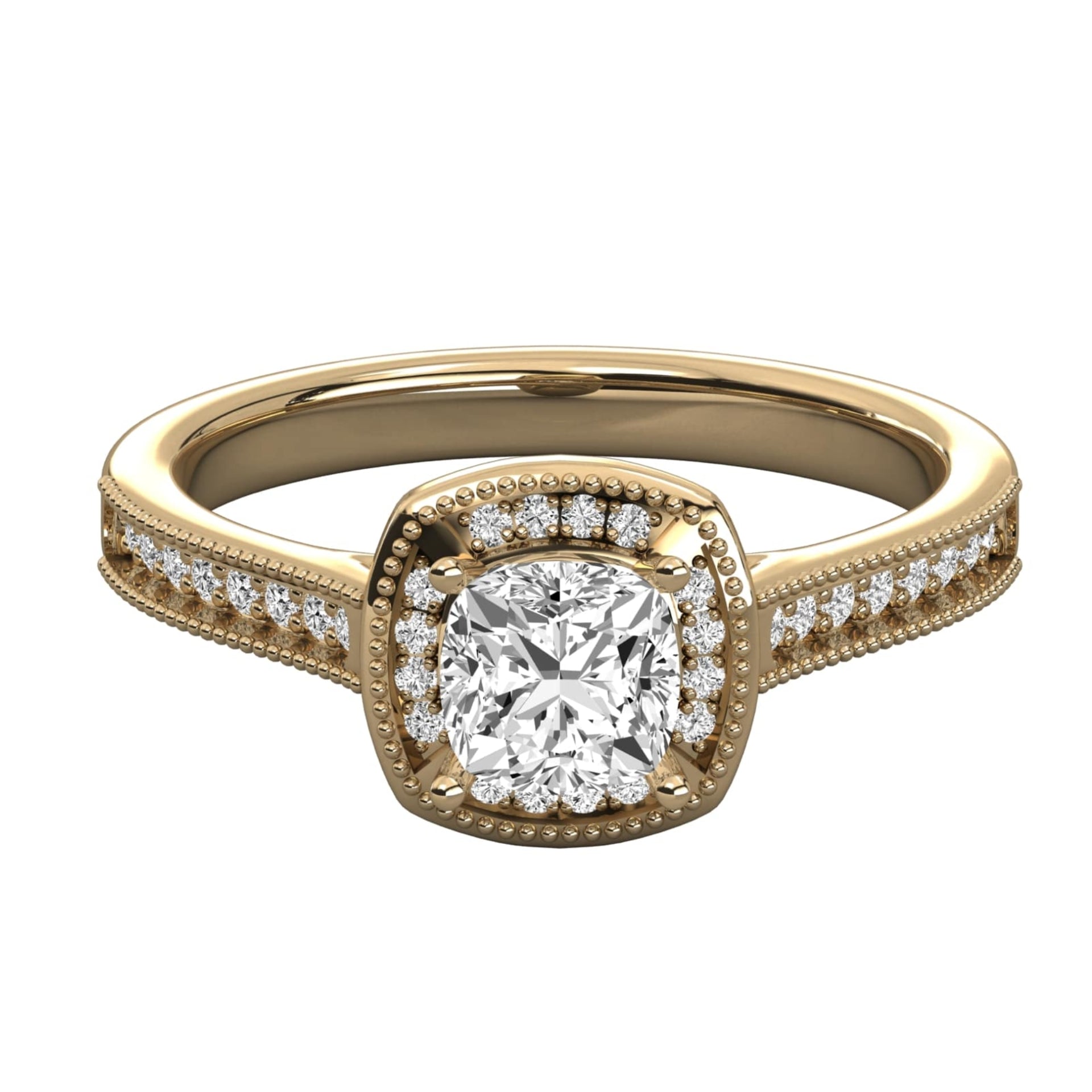 Halo Cushion Cut Lab Grown Diamond Engagement Ring