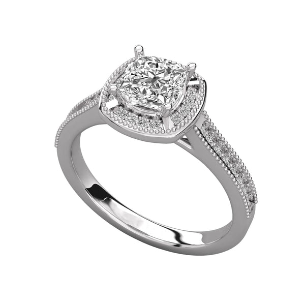 Halo Cushion Cut Lab Grown Diamond Engagement Ring