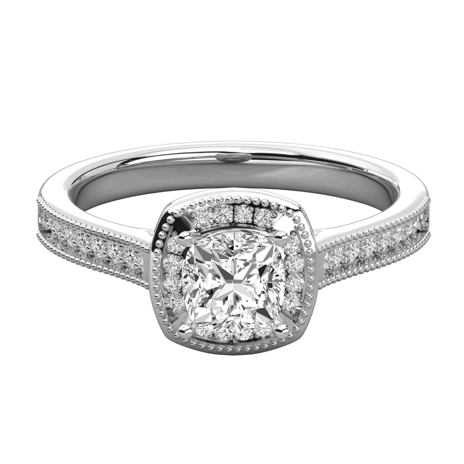 Halo Cushion Cut Lab Grown Diamond Engagement Ring