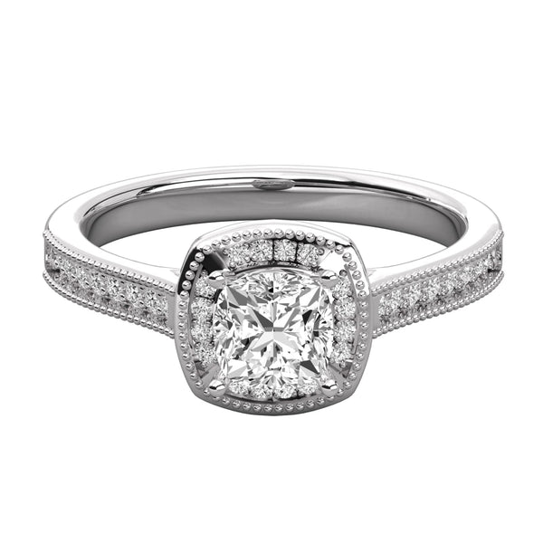 Halo Cushion Cut Lab Grown Diamond Engagement Ring