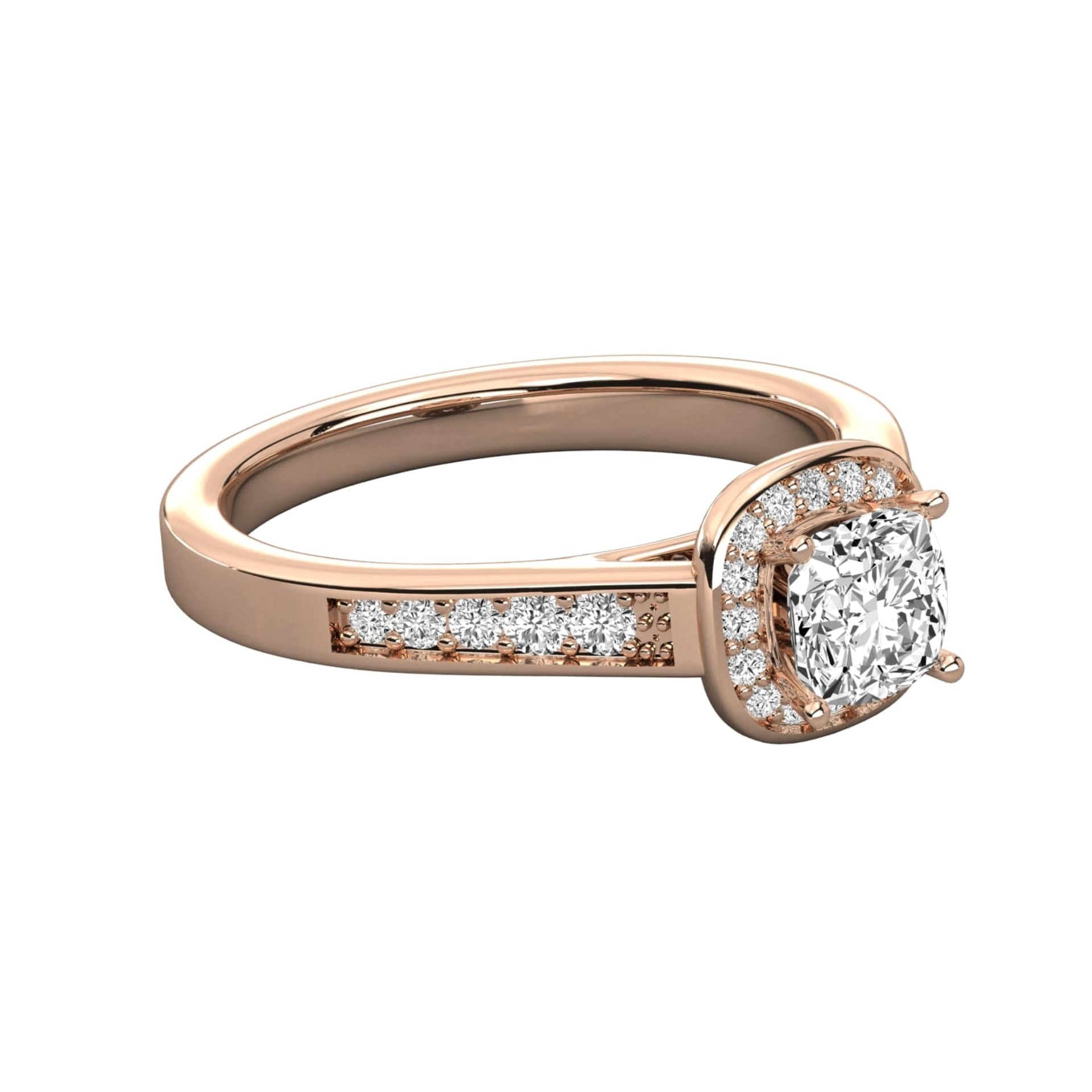 Halo Round Lab Diamond Pave Engagement Ring