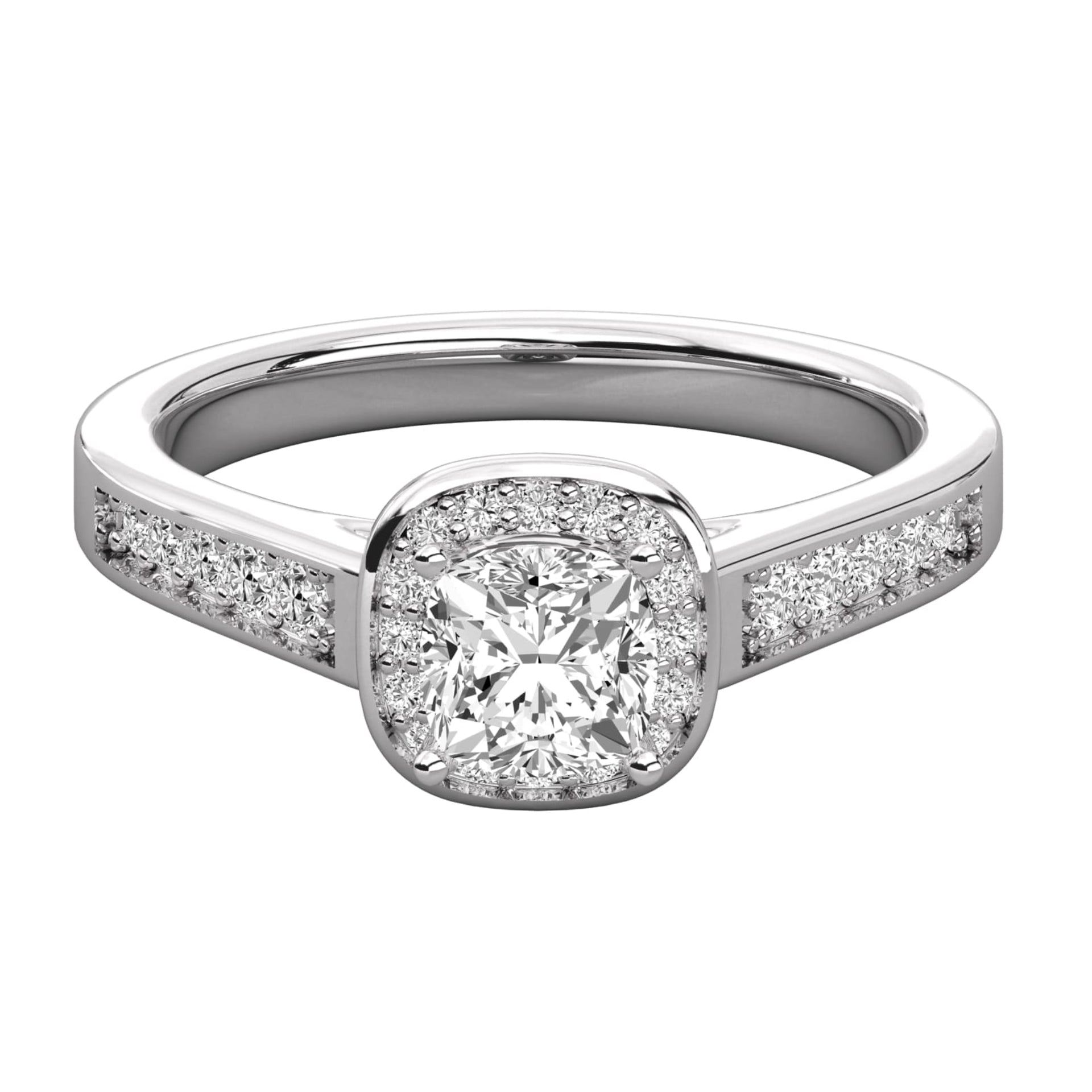 Halo Round Lab Diamond Pave Engagement Ring