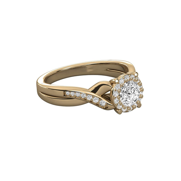 Classic Halo Round Lab Grown Diamond Twisted Ring