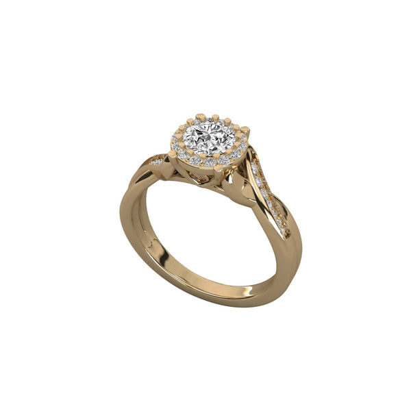 Classic Halo Round Lab Grown Diamond Twisted Ring