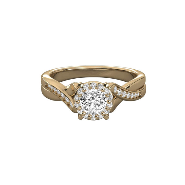 Classic Halo Round Lab Grown Diamond Twisted Ring