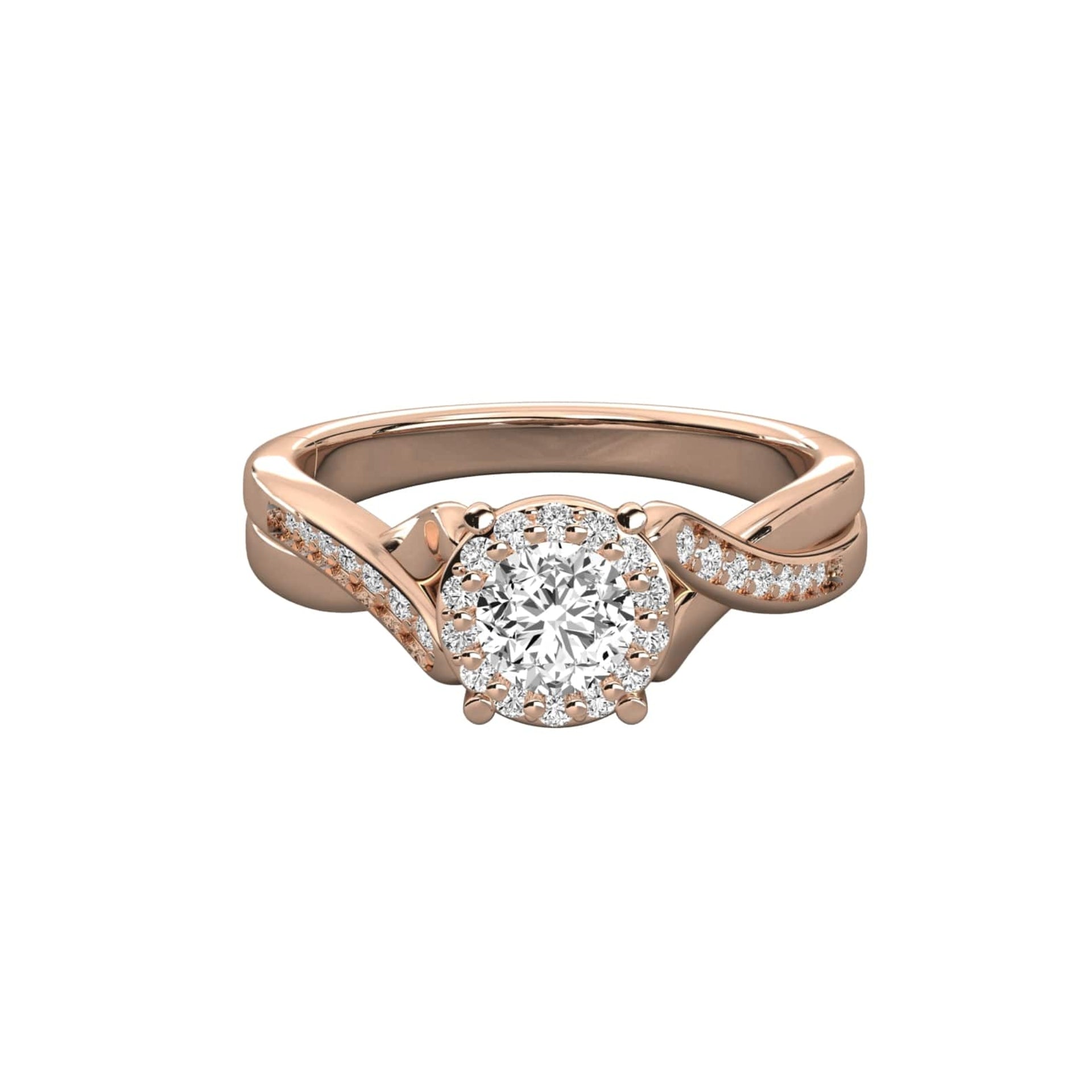 Classic Halo Round Lab Grown Diamond Twisted Ring
