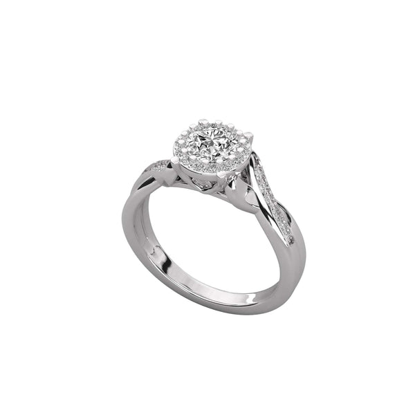 Classic Halo Round Lab Grown Diamond Twisted Ring