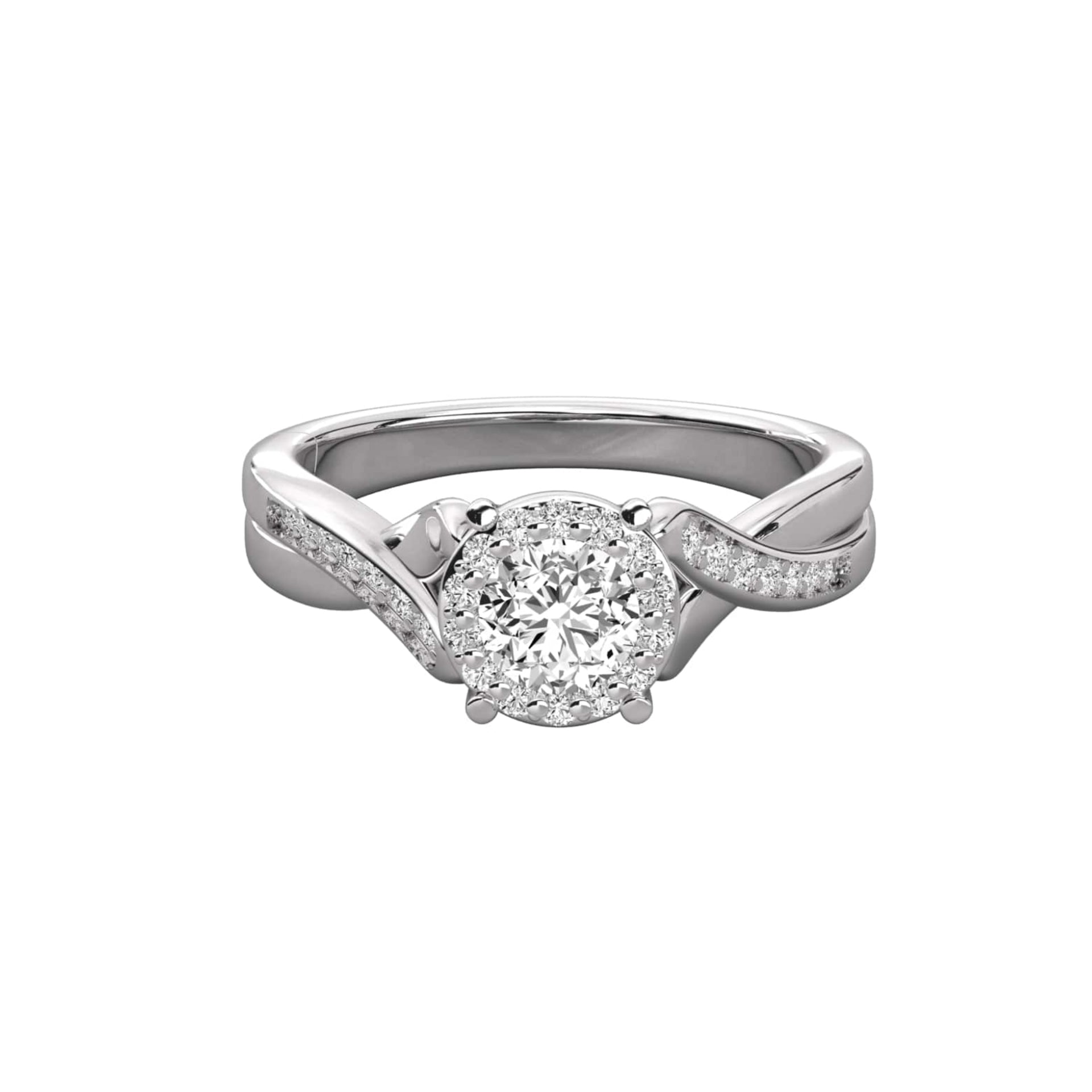 Classic Halo Round Lab Grown Diamond Twisted Ring