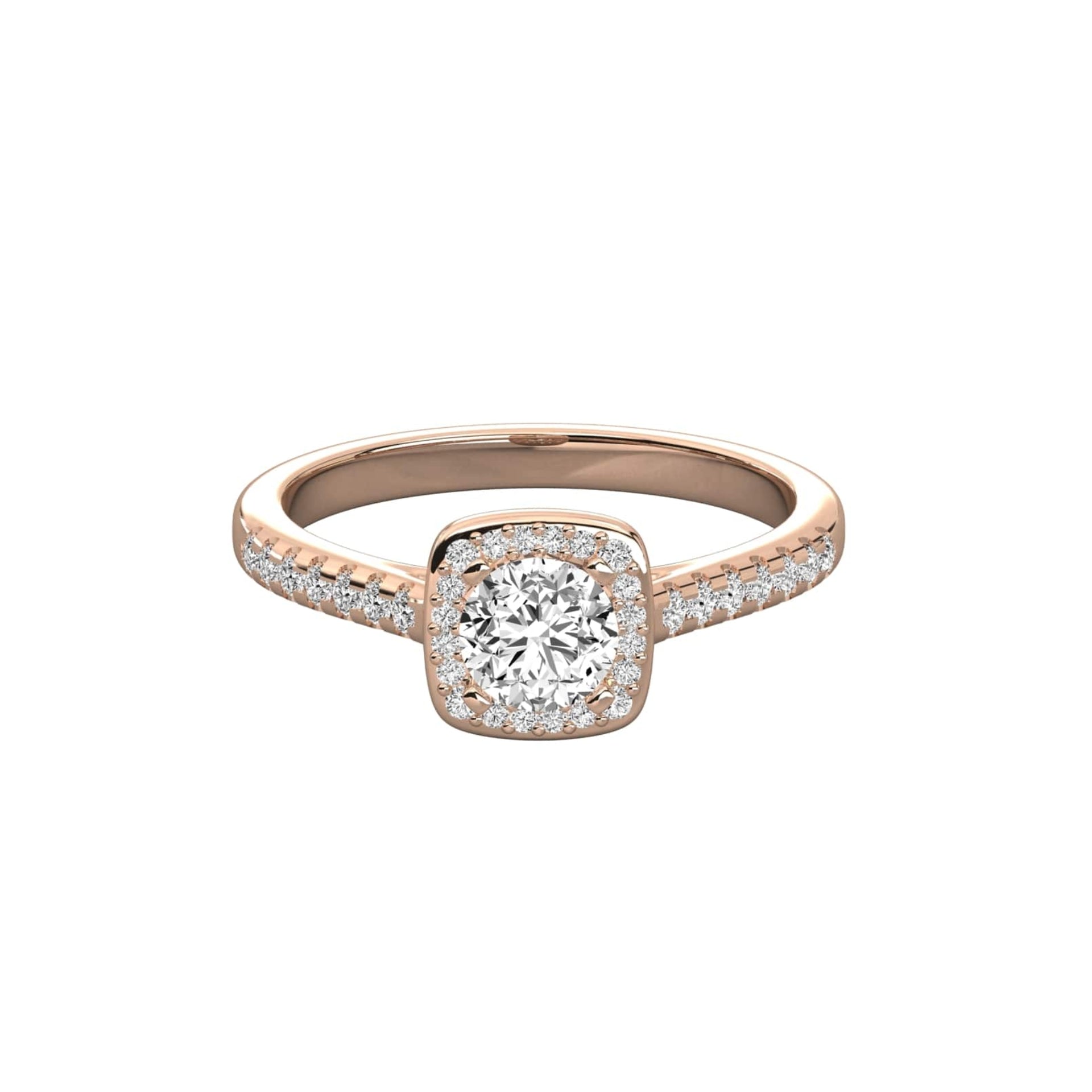 Round Lab Grown Diamond Halo Engagement Ring With Accent