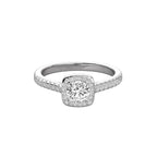 Round Lab Grown Diamond Halo Engagement Ring With Accent