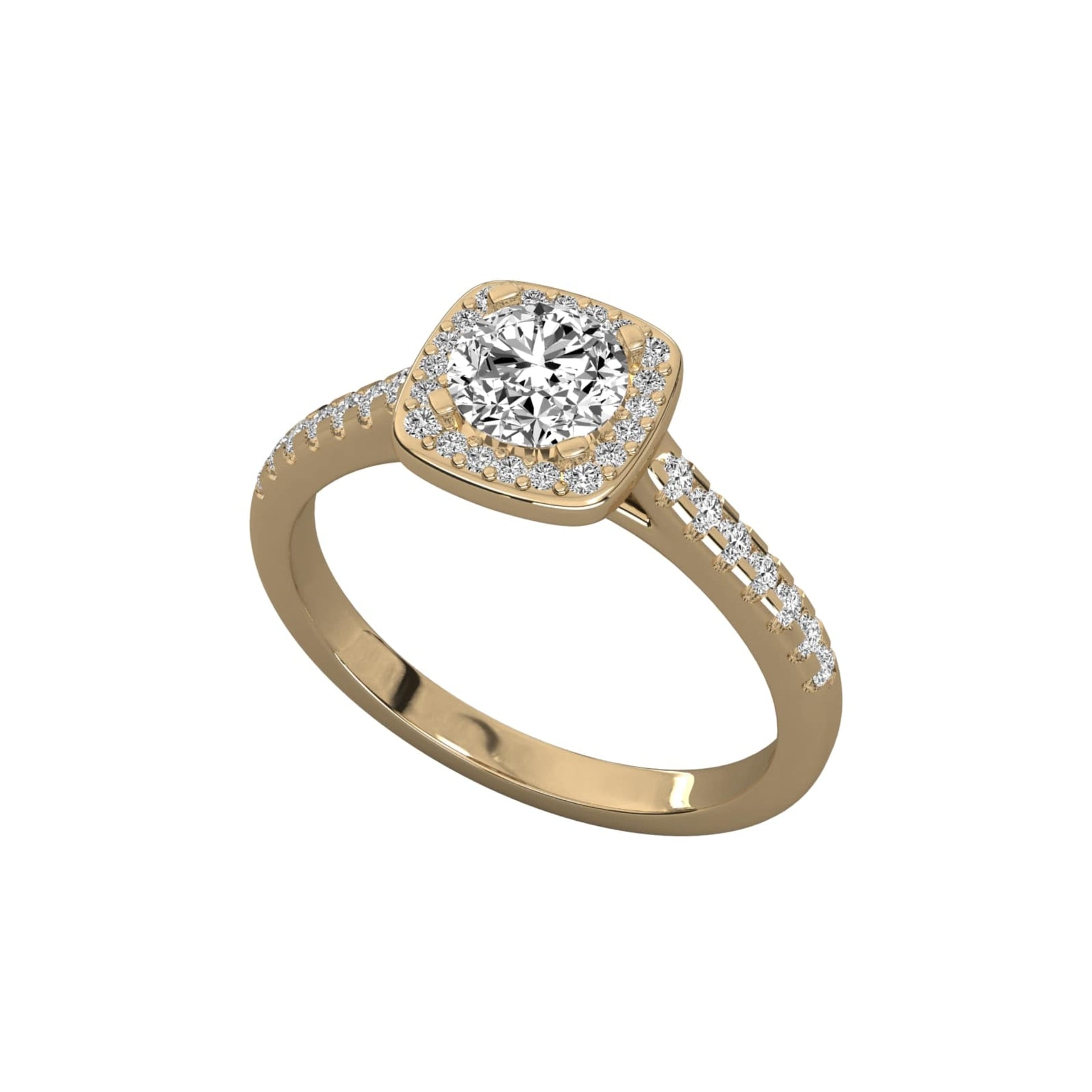 Round Lab Grown Diamond Halo Engagement Ring With Accent