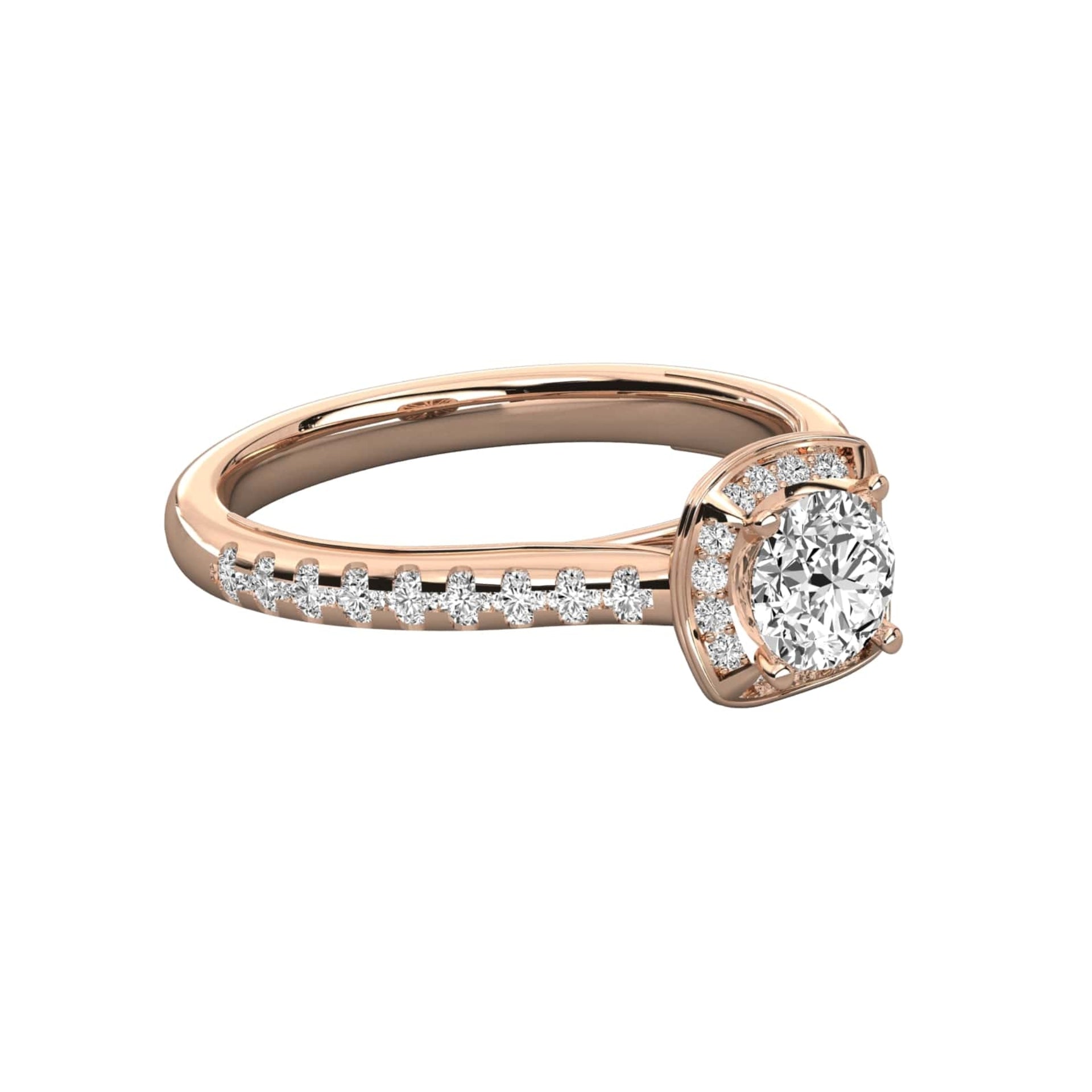 Lab Grown Round Diamond Solitaire Ring With Accent