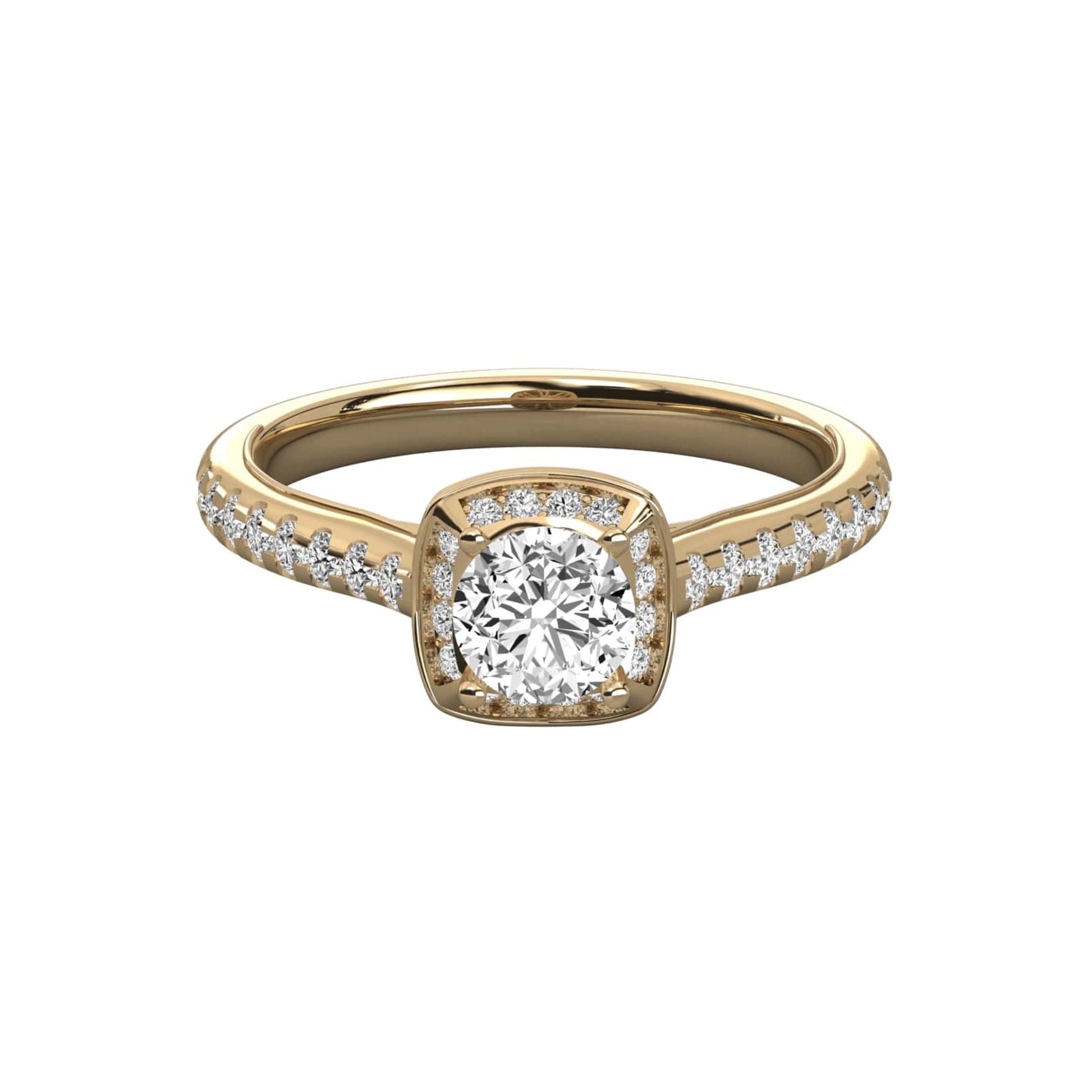 Lab Grown Round Diamond Solitaire Ring With Accent