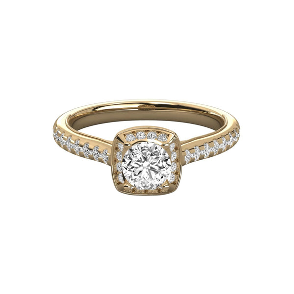 Lab Grown Round Diamond Solitaire Ring With Accent