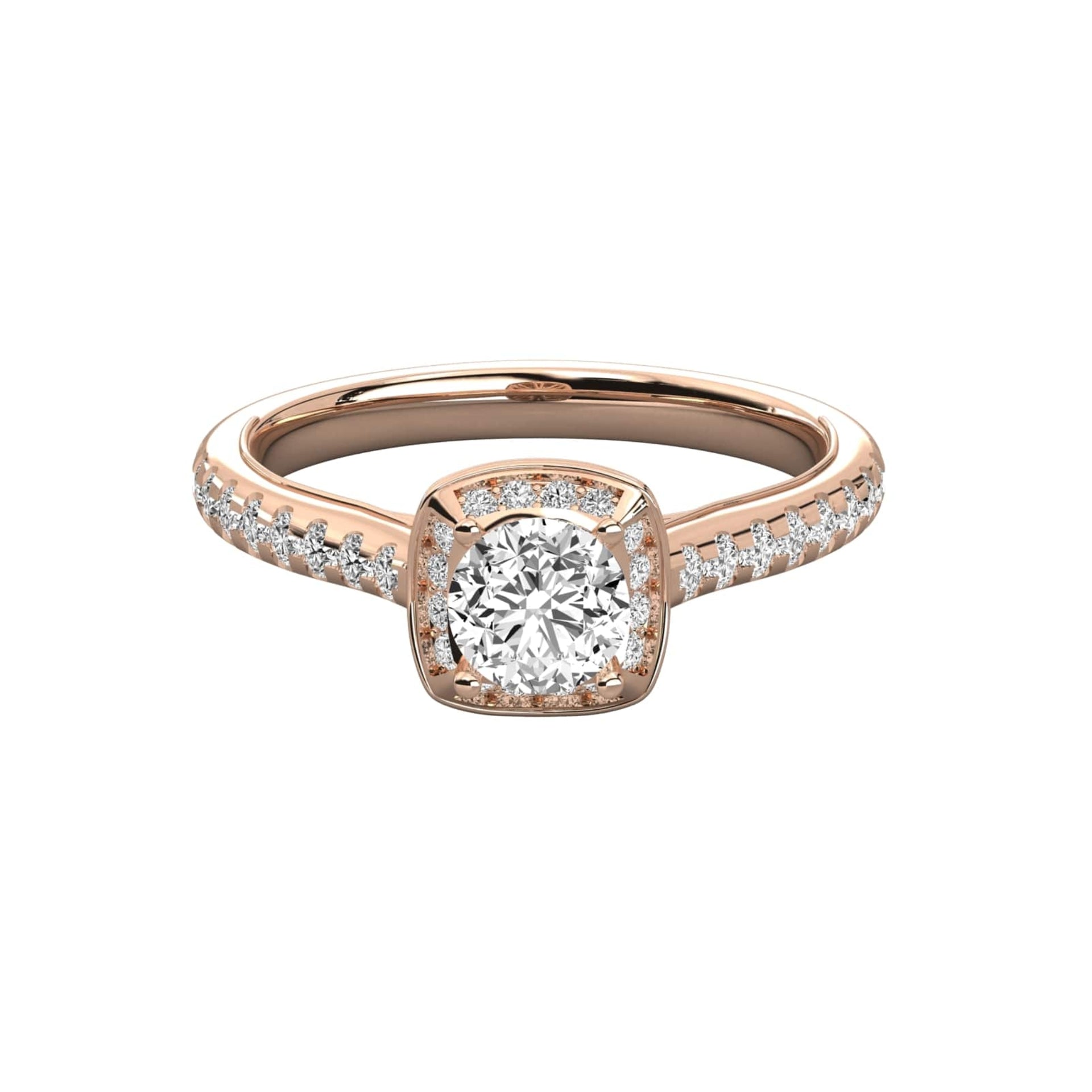 Lab Grown Round Diamond Solitaire Ring With Accent