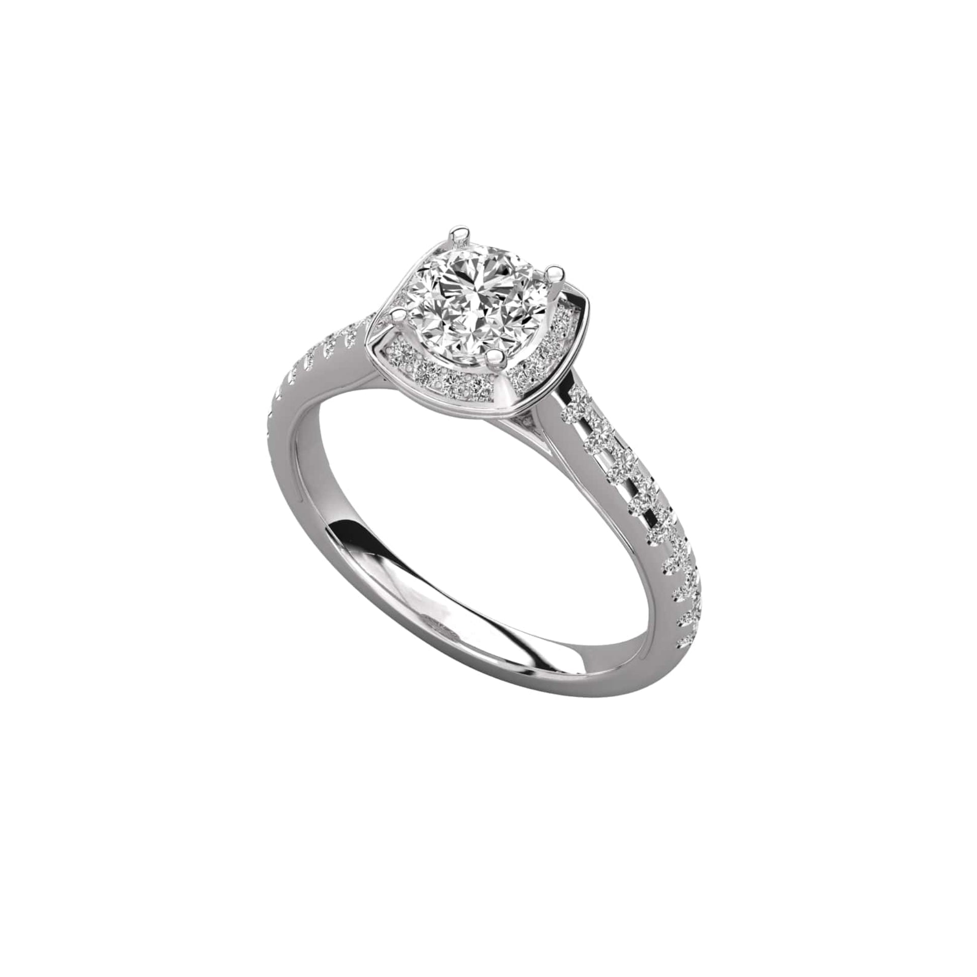 Lab Grown Round Diamond Solitaire Ring With Accent
