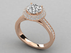 Double Halo Pave Engagement Ring