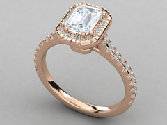 Classic Emerald Solitaire Pave Engagement Ring - 8