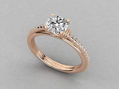 Classic Solitaire Pave Engagement Ring - 1