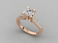 Classic Solitaire Pave Engagement Ring - 7