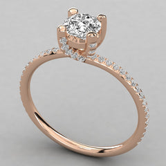 Classic Solitaire Pave Engagement Ring - 2
