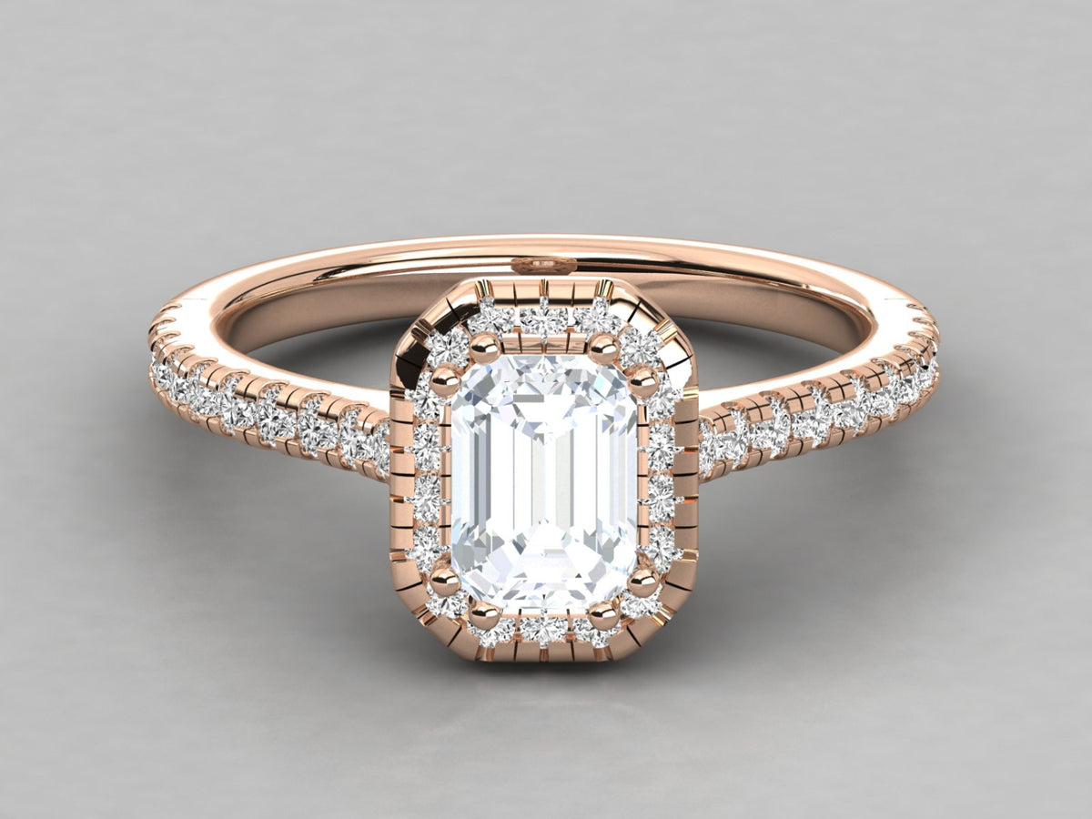 Enchanting Emerald Cut Halo Engagement Ring