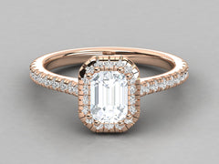 Classic Emerald Solitaire Pave Engagement Ring - 8