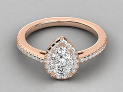 Pear Shaped Diamond Pavilion with Pave Accents