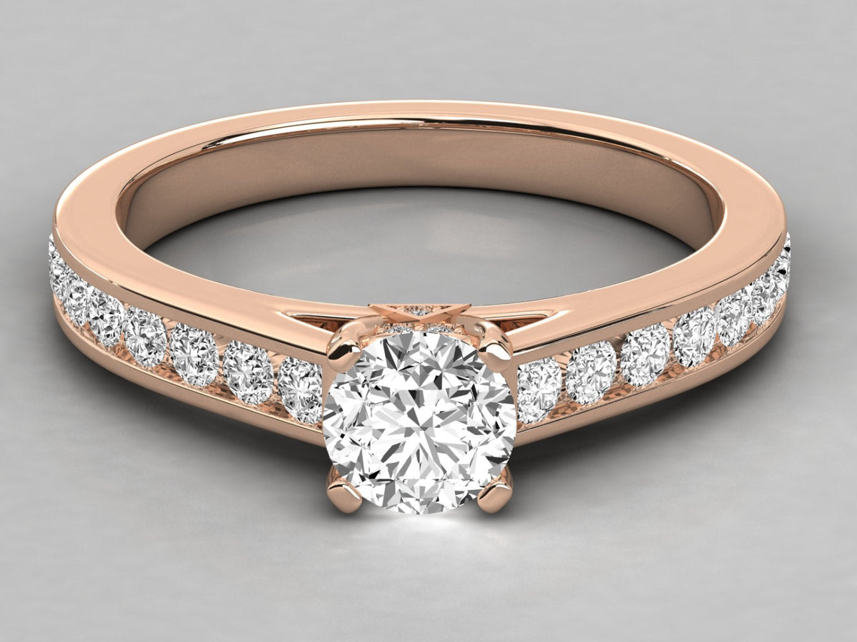 Elegant Halo Round Solitaire Engagement Ring