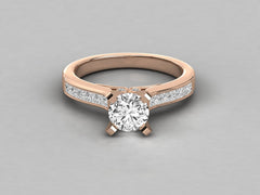 Classic Solitaire Pave Engagement Ring - 7