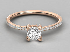 Classic Solitaire Pave Engagement Ring - 2