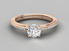Classic Solitaire Pave Engagement Ring - 5