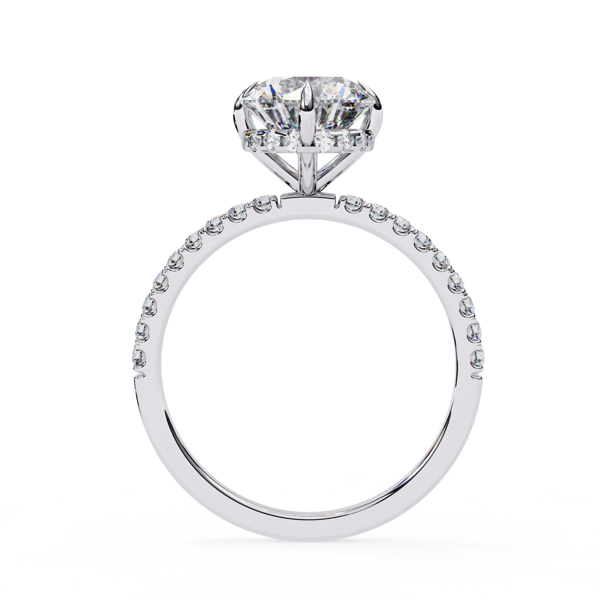 Hidden Halo Round Lab Diamond Engagement Ring