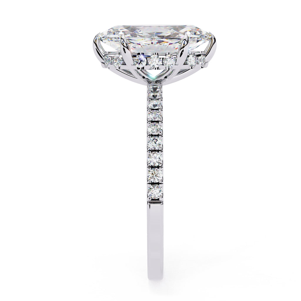 Marquise Diamond Hidden Halo Engagement Ring