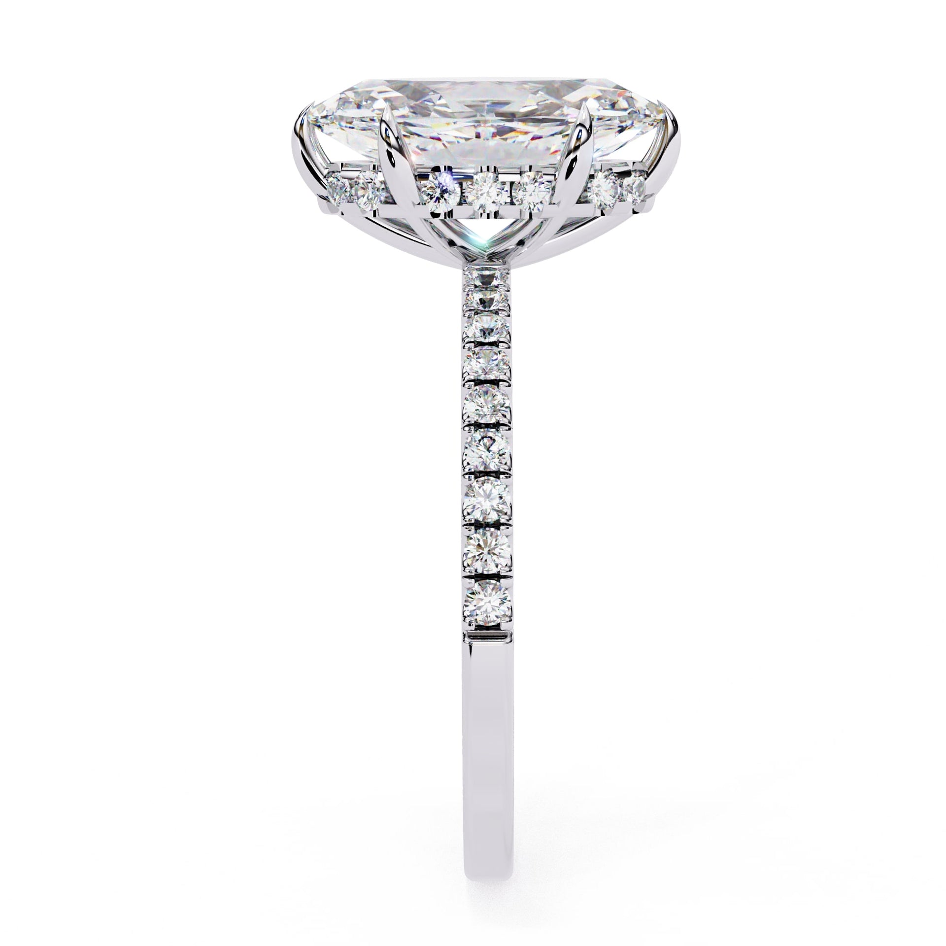 Marquise Diamond Hidden Halo Engagement Ring