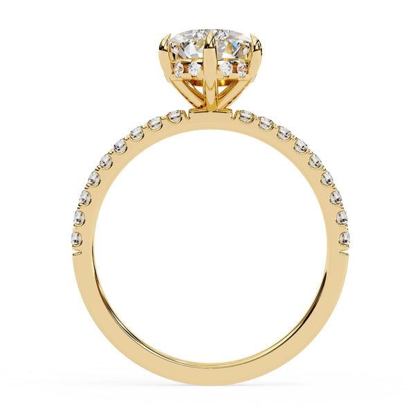 Yellow Gold Pear Diamond Solitaire Accent Ring