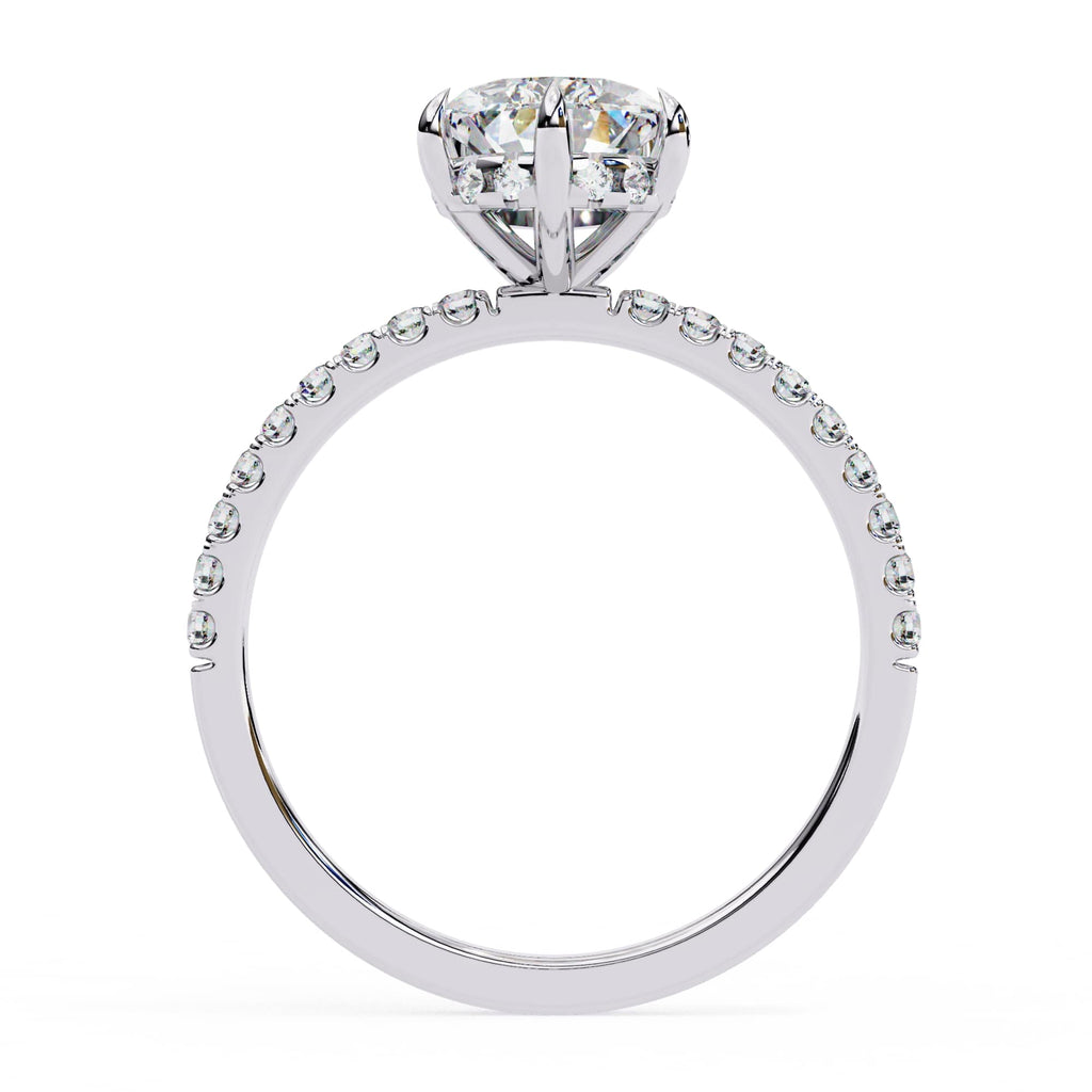 Yellow Gold Pear Diamond Halo Solitaire Ring