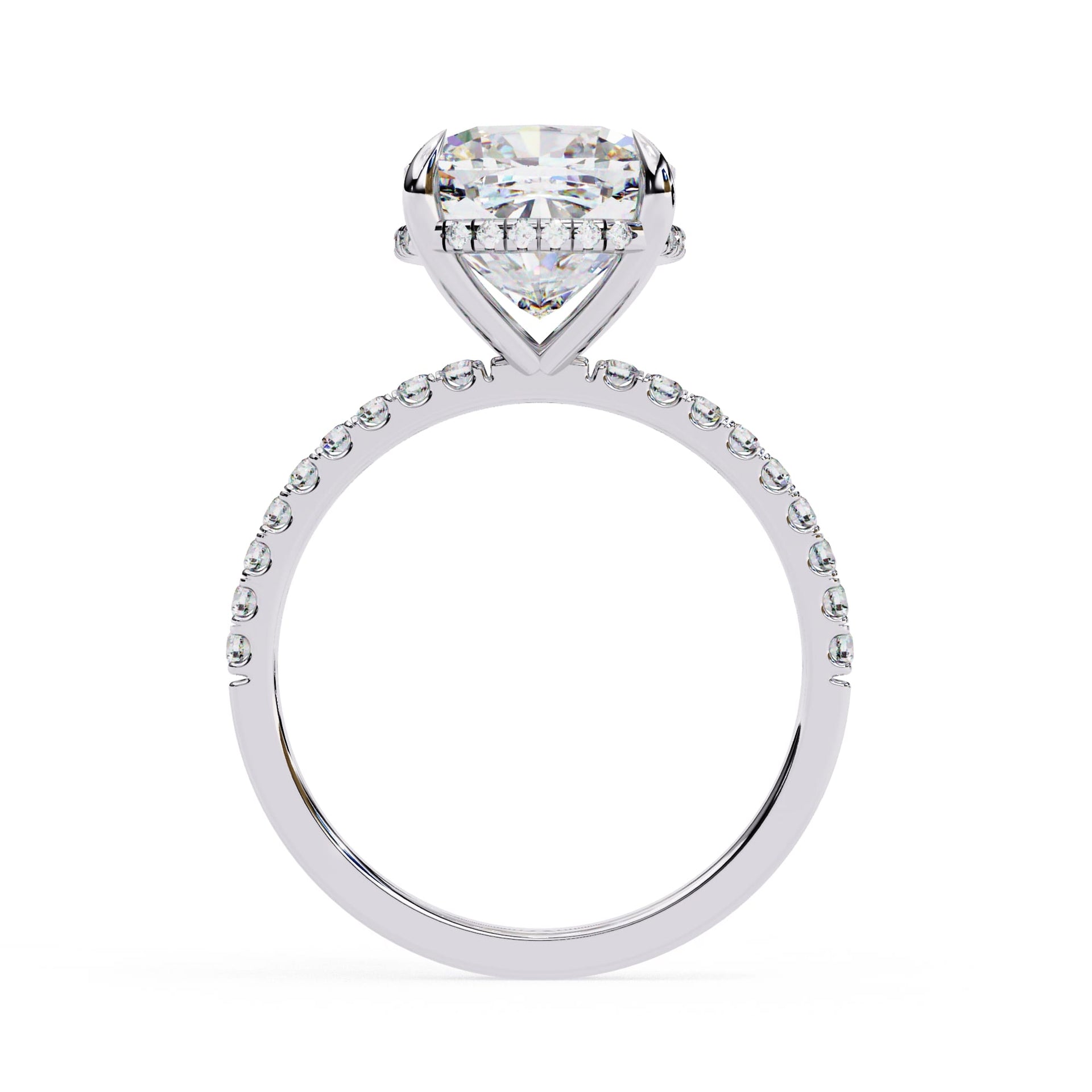 Lab Diamond Cushion Cut Solitaire Accent Engagement Ring