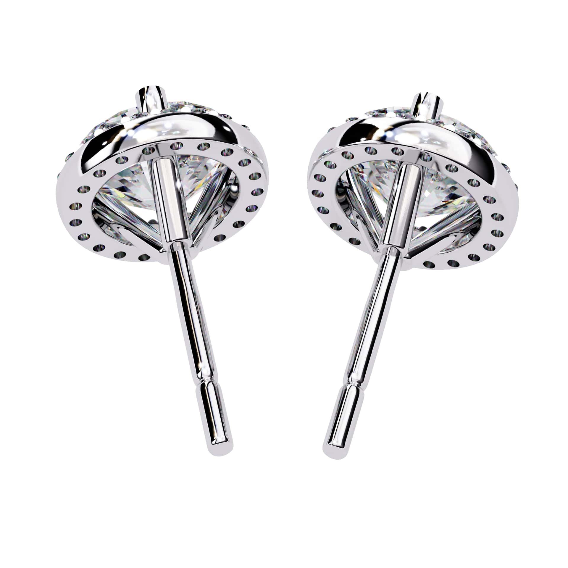 Round Cut Lab Diamond Halo Stud Earrings