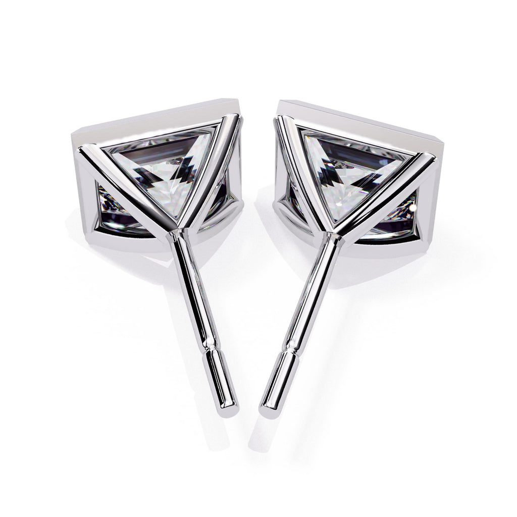 Bezel Set Princess Diamond Stud Earrings