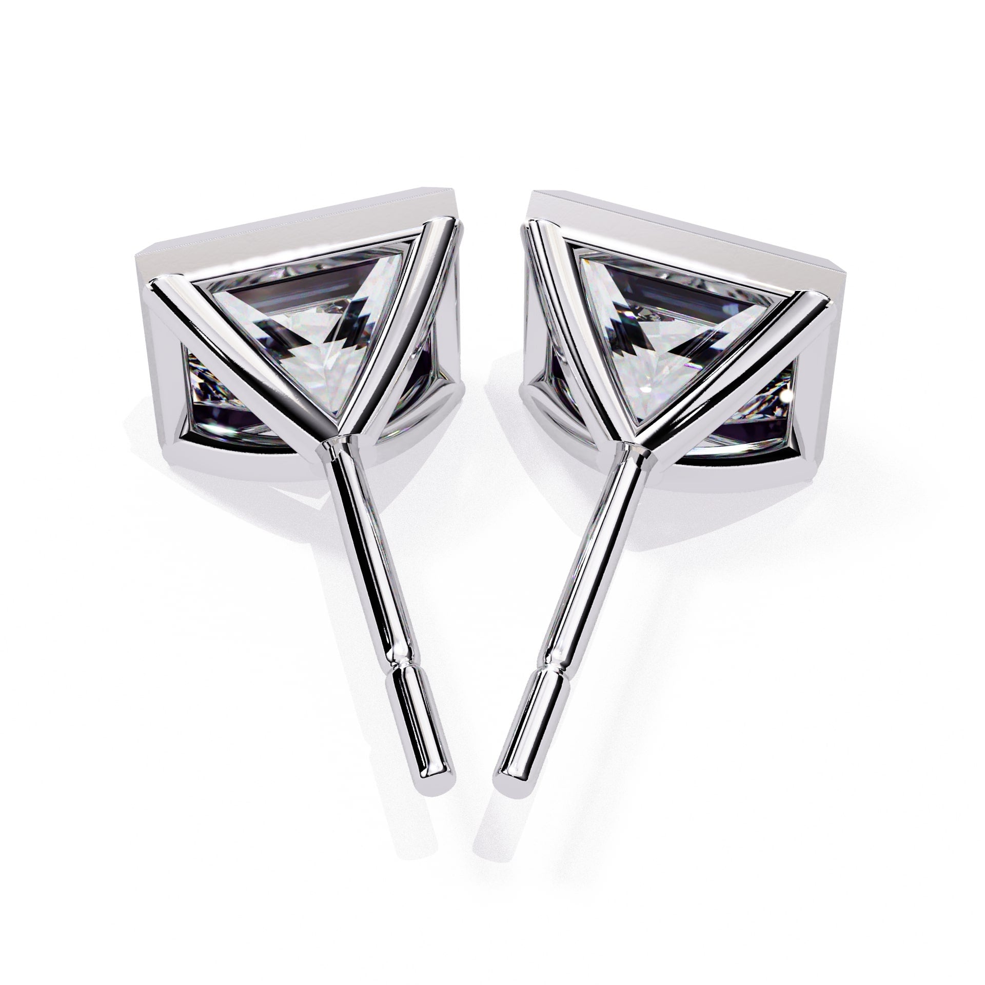 Bezel Set Princess Diamond Stud Earrings